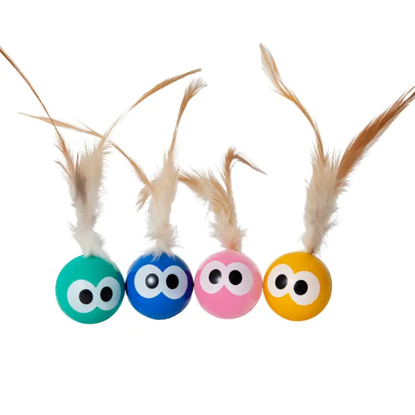 Feather Bounce Balls Cat Toy (4-Pack)