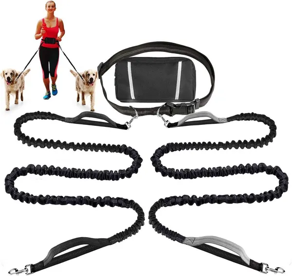 Reflective Hands-Free Running Leash Set