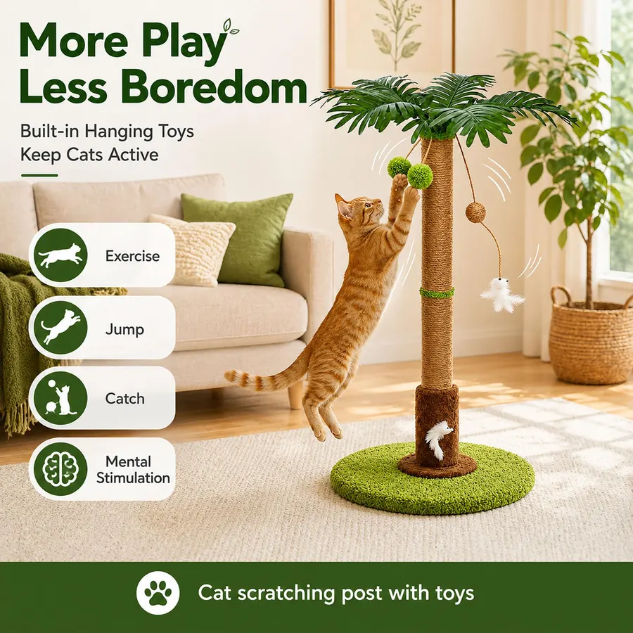 Sisal Cat Scratching Post with Play Toys