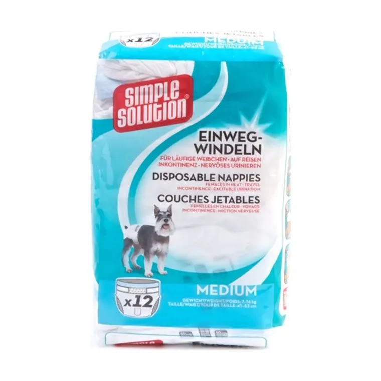 Simple Solution wegwerp honden luier, M 12-pack 41-53 cm