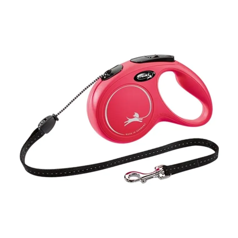 Flexi rolriem Classic koord, rood, M 5 m