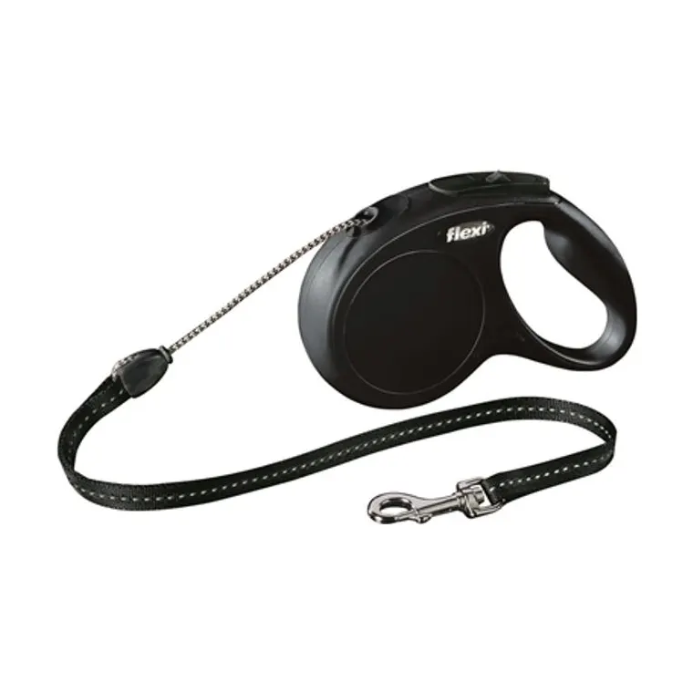 Flexi rolriem Classic koord, zwart, M 5 m