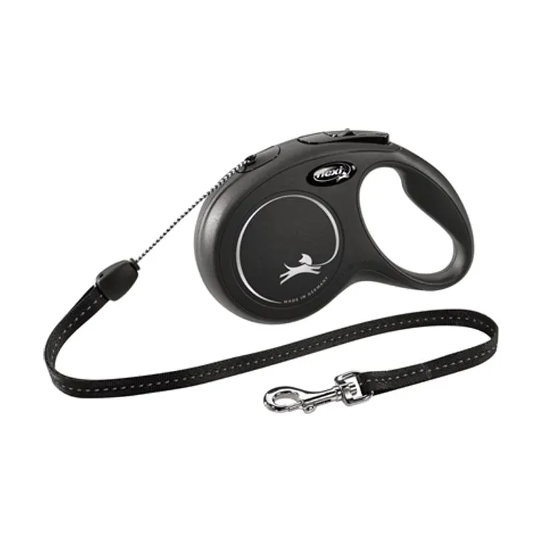 Flexi rolriem Classic koord, zwart, S 8 m