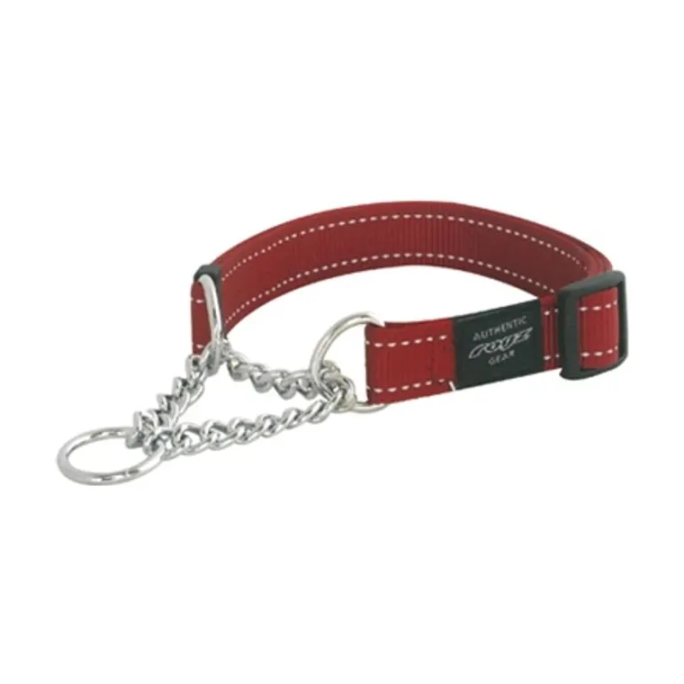 Rogz Lumberjack halfslip halsband, rood, 25 mm x 43-73 cm