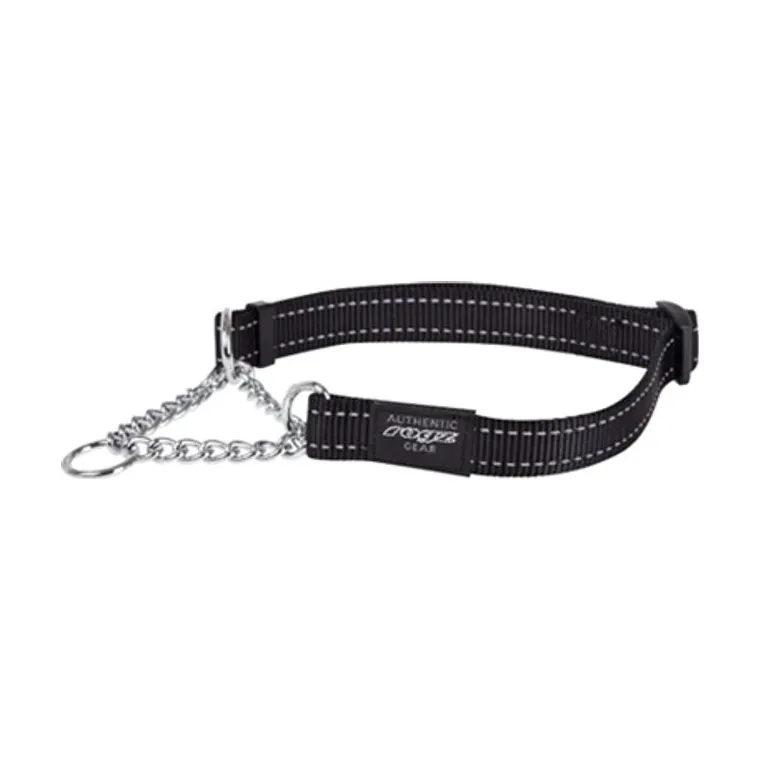 Rogz Fanbelt halfslip halsband, zwart, 20 mm x 34-56 cm