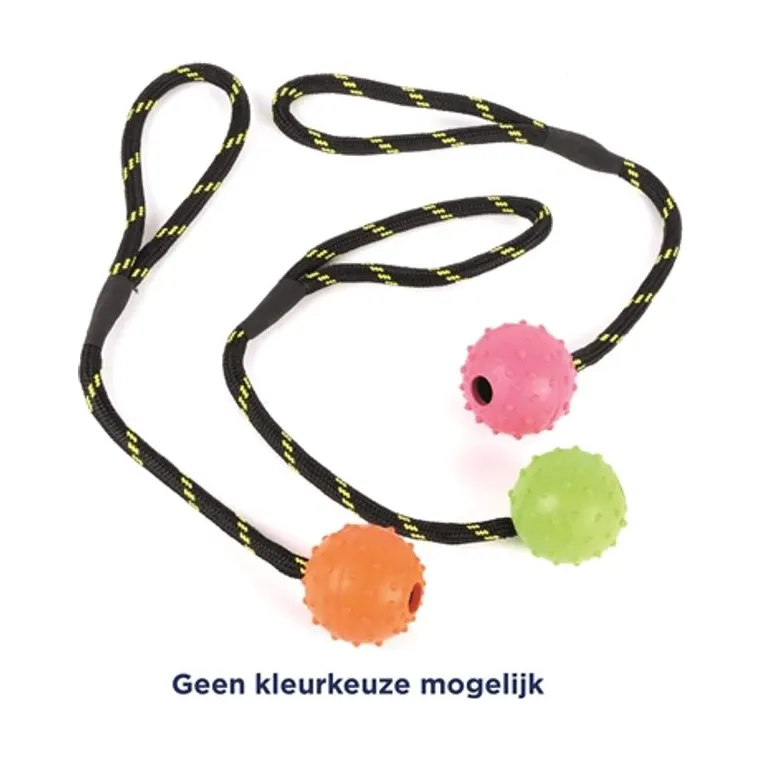 Happy Pet Tough Toys bal met noppen aan touw rubber, 31,5 x 5,5 x 5,5 cm