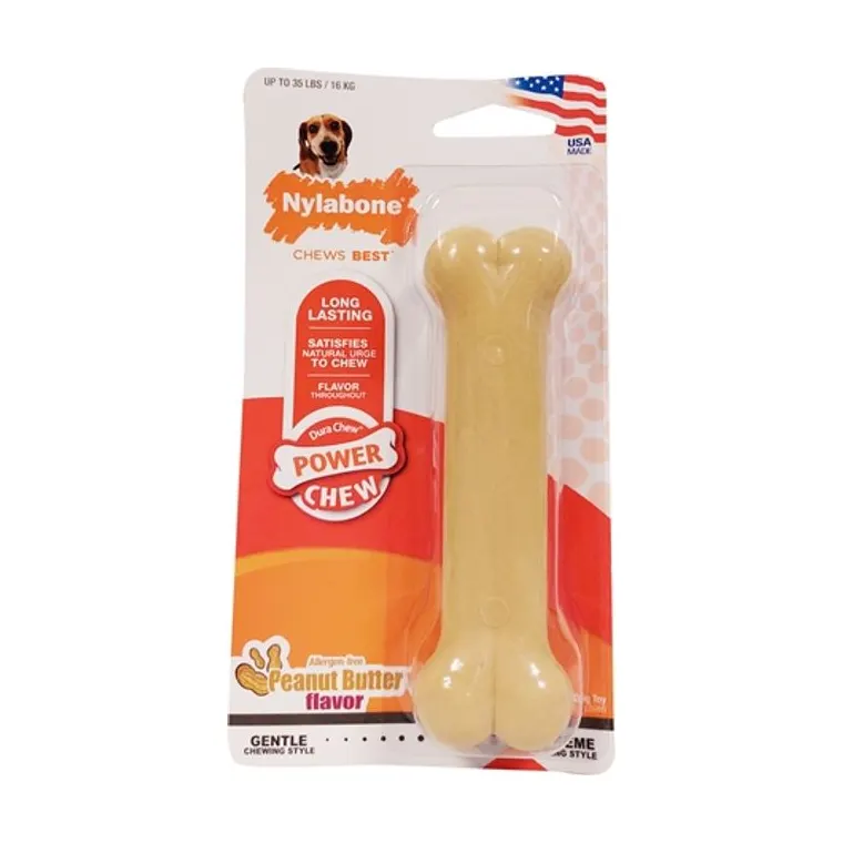 Nylabone Dura Chew pindakaas voor harde bijters hypoallergeen, tot 16 kg