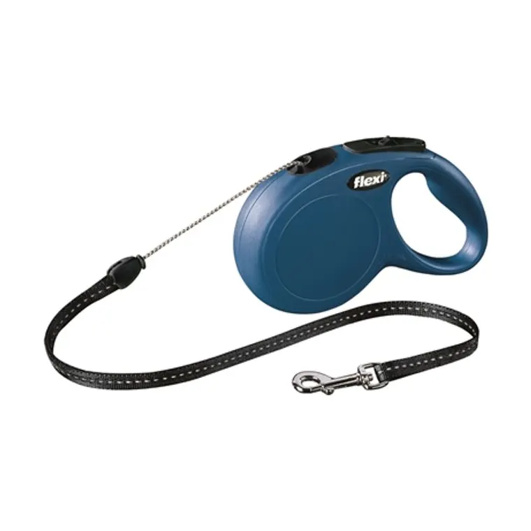 Flexi rolriem Classic koord, blauw, S 8 m