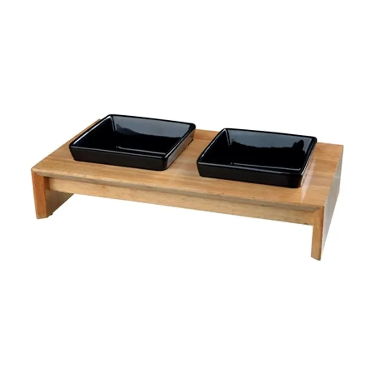 Trixie Feeding Set Ceramic + Wood, 400ML 36 × 19 × 7 cm