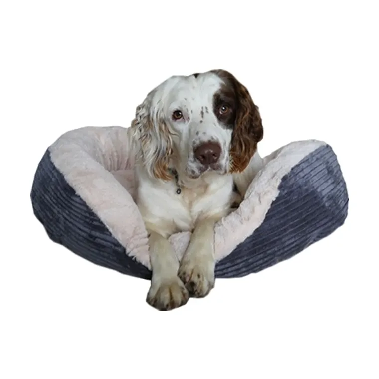 Rosewood hondenmand ovaal Jumbo koord pluche, grijs/crème, 81,5 cm