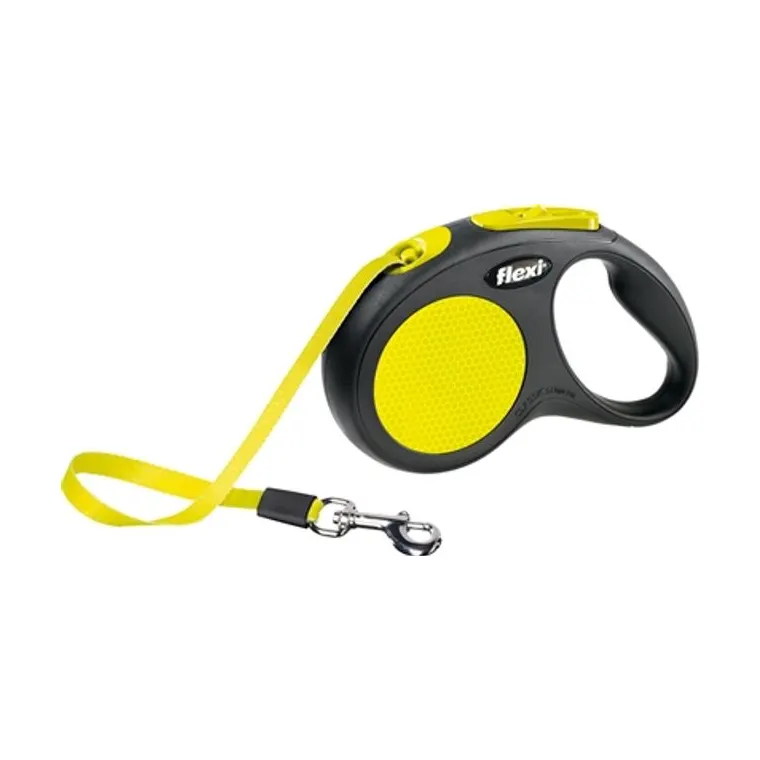 Flexi rolriem New Classic Neon Tape, zwart/geel, S 5 m