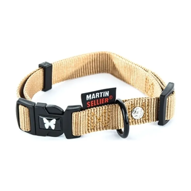 Martin halsband verstelbaar nylon, beige, 45-65 x 2,5 cm