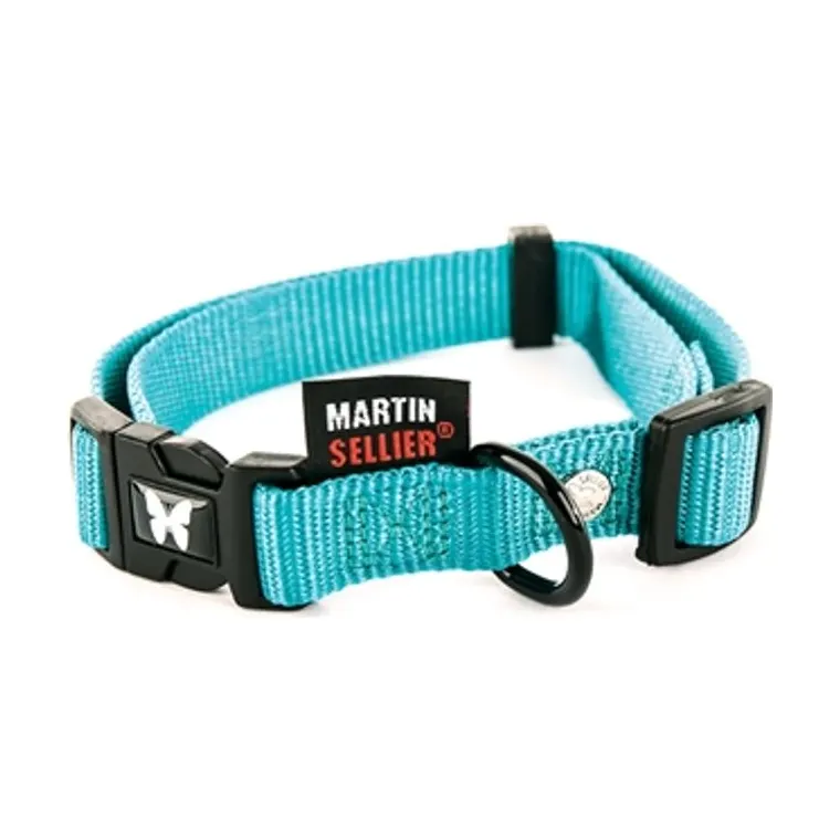 Martin halsband verstelbaar nylon, turquoise, 45-65 x 2,5 cm