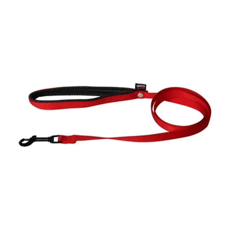 Martin hondenriem nylon, rood, 120 x 1,6 cm