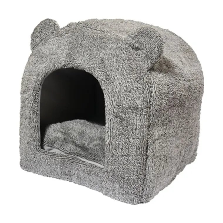 40 Winks Cat Bed Igloo Teddy grey, 38 × 38 × 40 cm