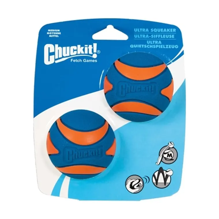 Chuckit Ultra Squeaker bal, M 6 cm 2-pack