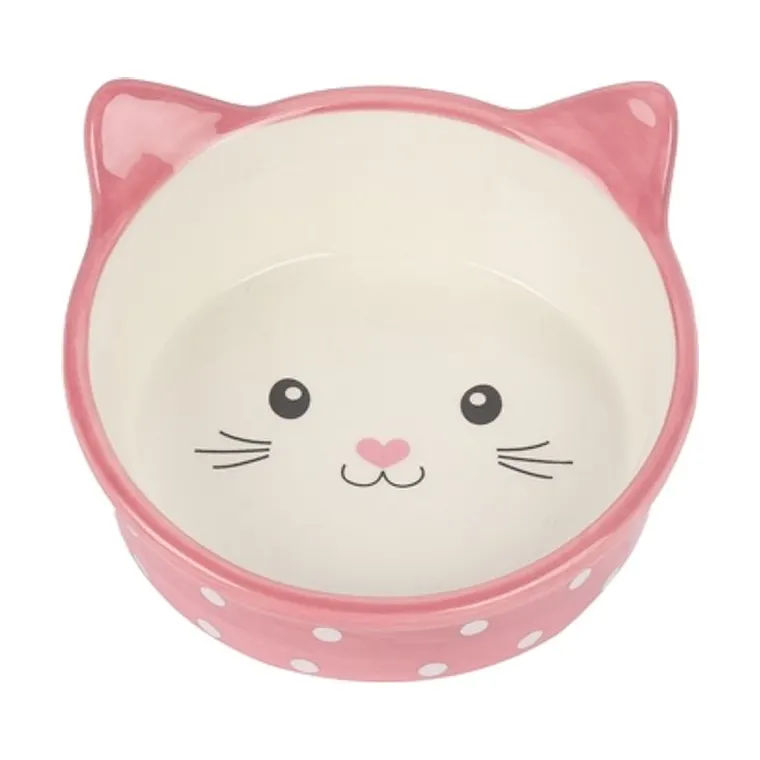 Happy Pet Food Bowl Polka Cat pink, 300ML
