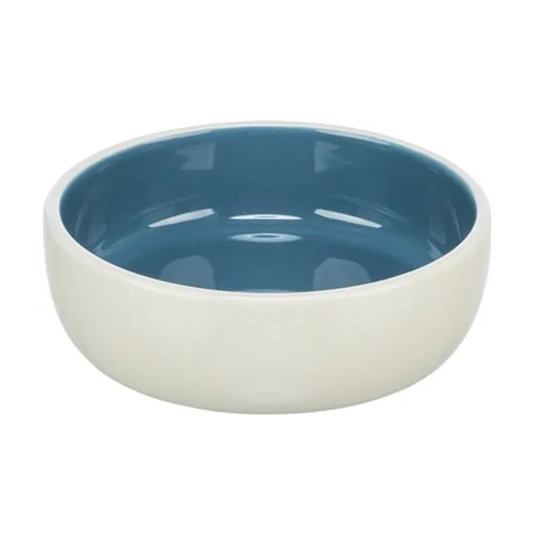 Trixie voerbak kat keramiek, crème/blauw, 13 cm 300 ml