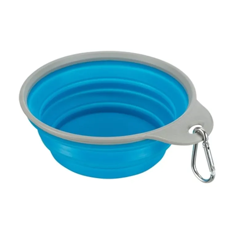 Trixie voerbak/drinkbak reis stevige rand siliconen, assorti, 500 ml 14 cm