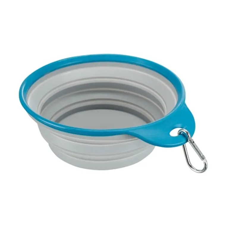 Trixie voerbak/drinkbak reis stevige rand siliconen, assorti, 1 l 18 cm