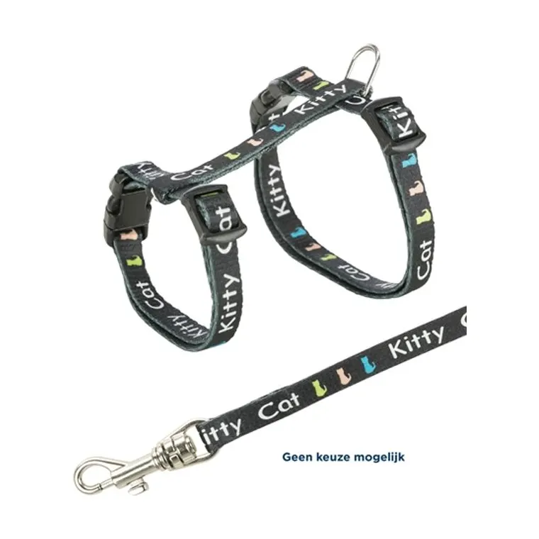 Trixie kittentuig Junior met riem Kitty kat, assorti, 21-33 x 0,8 cm/120 cm