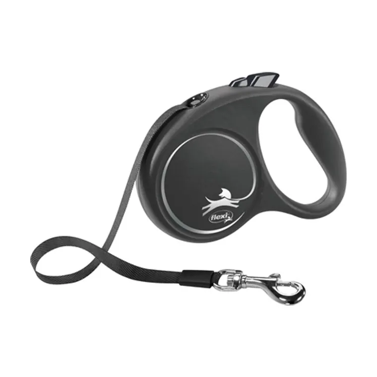 Flexi rolriem Black Design Tape, zwart, S 5 m tot 15 kg
