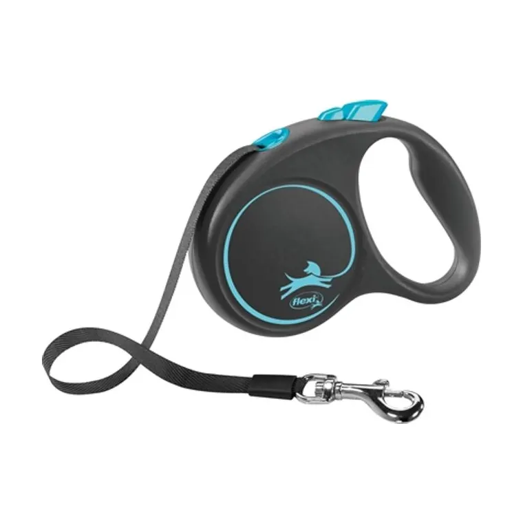 Flexi rolriem Black Design Tape, blauw, S 5 m tot 15 kg