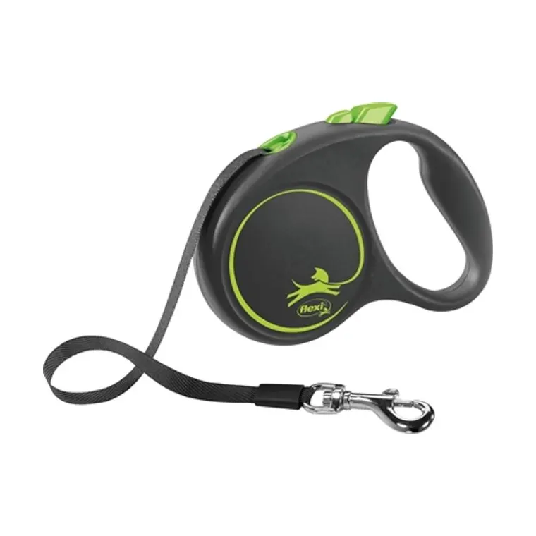 Flexi rolriem Black Design Tape, groen, S 5 m tot 15 kg