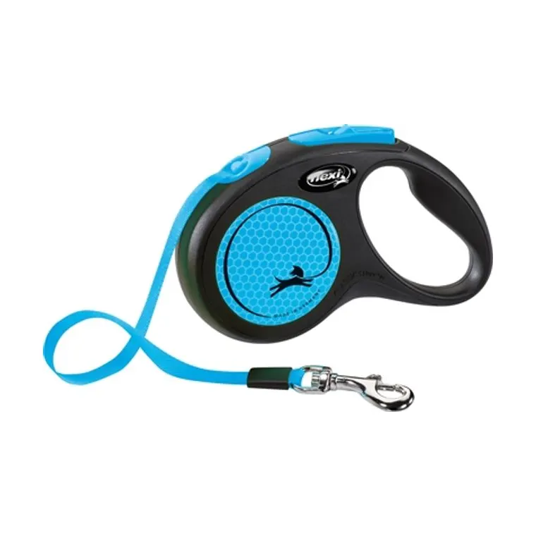 Flexi rolriem New Classic Neon Tape, zwart/blauw, S 5 m tot 15 kg