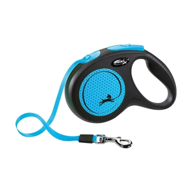 Flexi rolriem New Classic Neon Tape, zwart/blauw, M 5 m tot 25 kg
