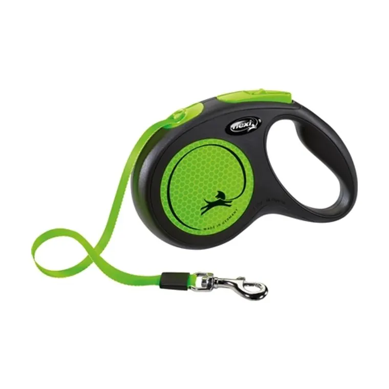 Flexi rolriem New Classic Neon Tape, zwart/groen, M 5 m tot 25 kg