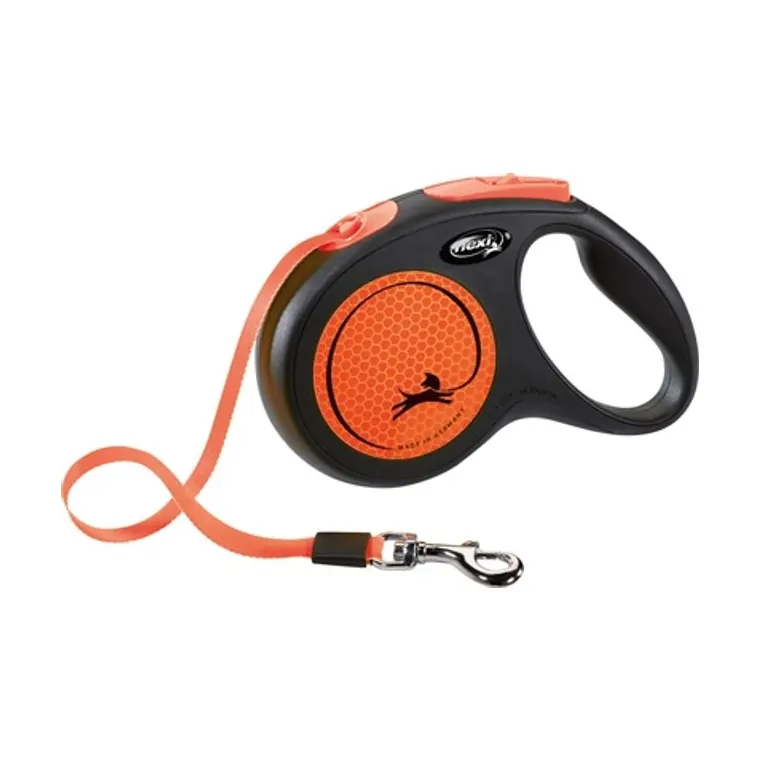 Flexi rolriem New Classic Neon Tape, zwart/oranje, M 5 m tot 25 kg