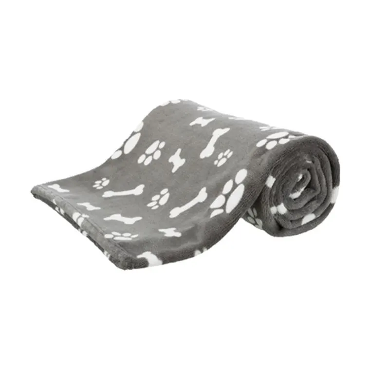 Trixie hondendeken Kenny fleece bot/pootjes, grijs, 150 x 100 cm