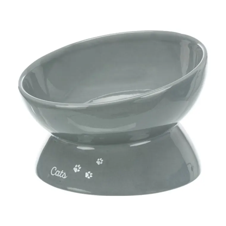 Trixie voerbak kat XXL keramiek verhoogd, grijs, 350 ml 17 cm