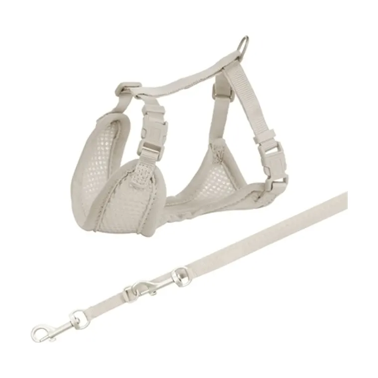 Trixie Junior puppytuig zacht met riem, lichtgrijs, 26-34 x 1 cm/2 m