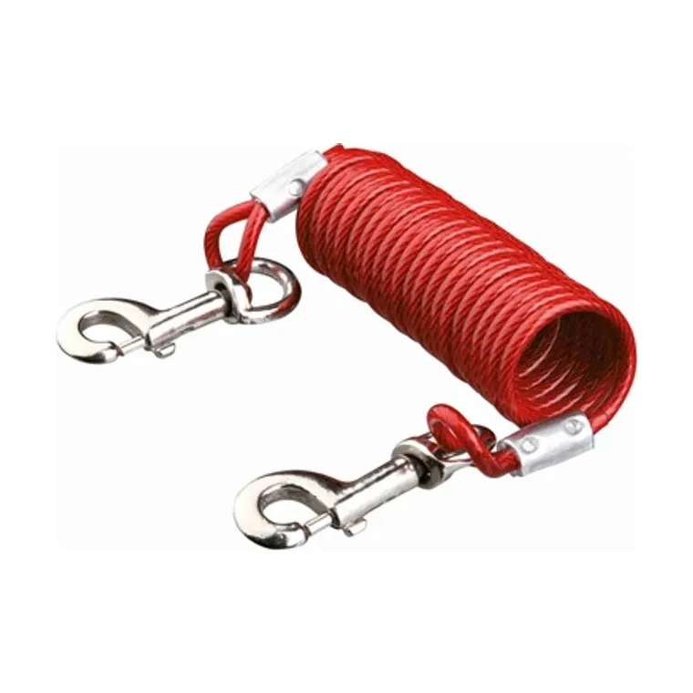 Trixie aanleglijn met spiraalkabel, rood, 5 m