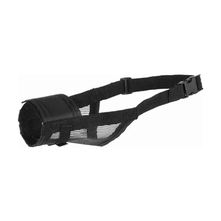 Trixie muilkorf polyester met gaas inzet, zwart, M-L 23-31 cm