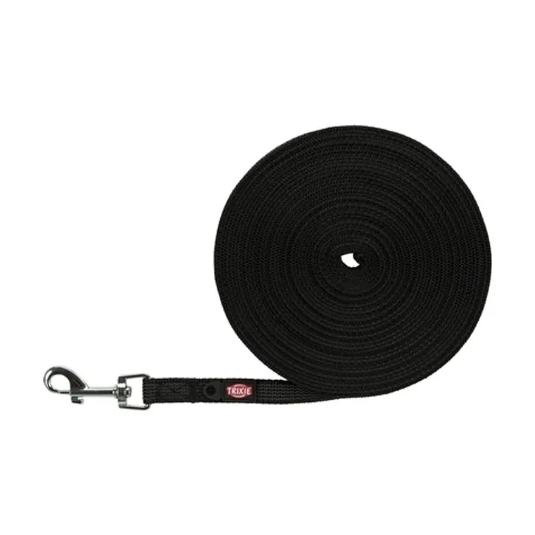 Trixie hondenriem sleeplijn met rubber bekleed, zwart, 10 m x 1,5 cm