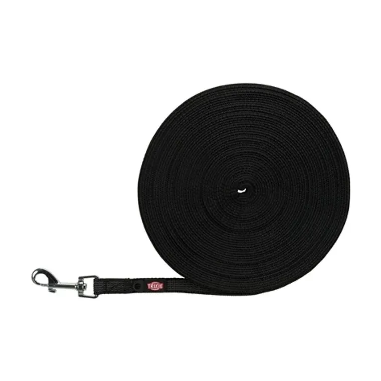 Trixie hondenriem sleeplijn met rubber bekleed, zwart, 15 m x 1,5 cm