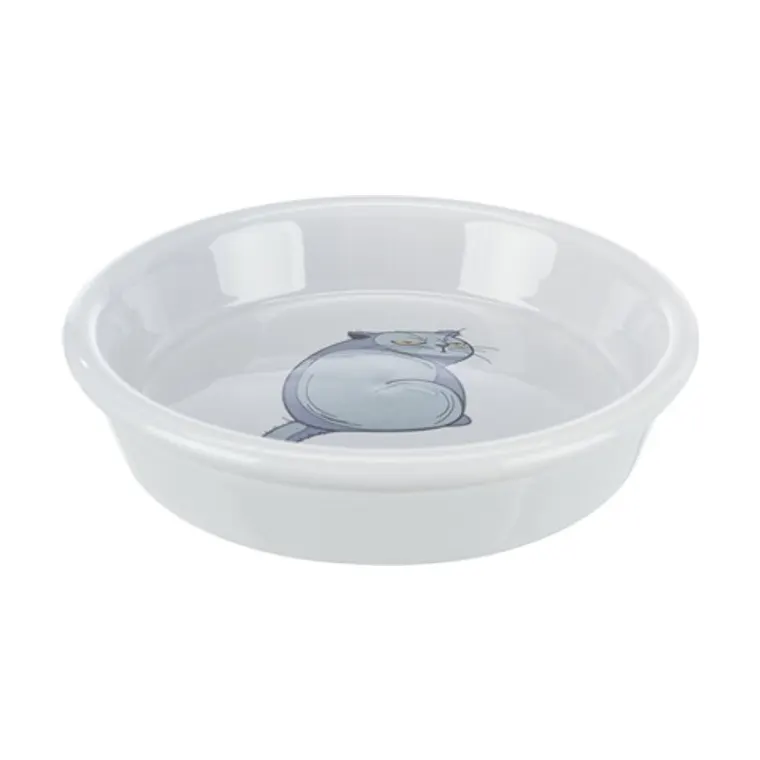 Trixie voer- en waterbak boze kat, grijs, 13 cm 250 ml