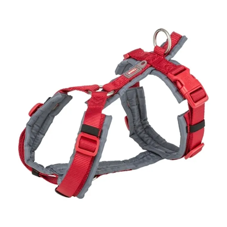 Trixie hondentuig Premium trekking, rood/grijs, S-M 44-53 x 2 cm