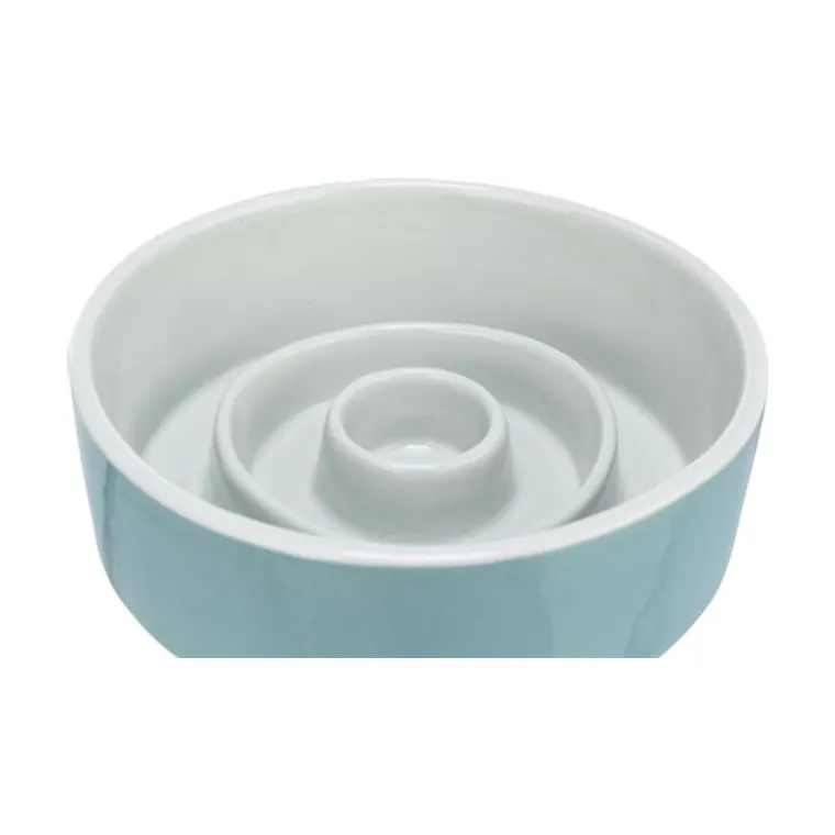 Trixie Food Bowl Slowfeed grey/BL, 14 cm 450ML