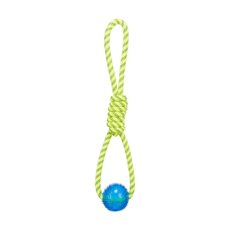 Trixie aquatoy touw trekspeeltje drijvend polyester, geel/groen, 6 x 6 x 40 cm