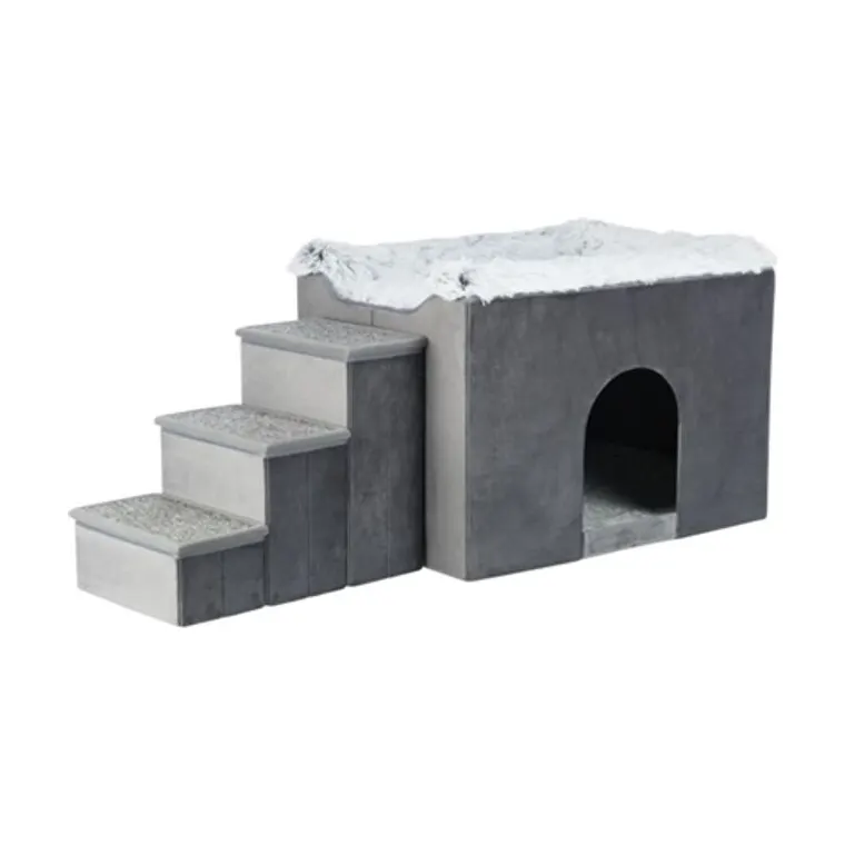 Trixie hondenmand huis Harvey met trap, grijs/wit, 119 x 50 x 47 cm