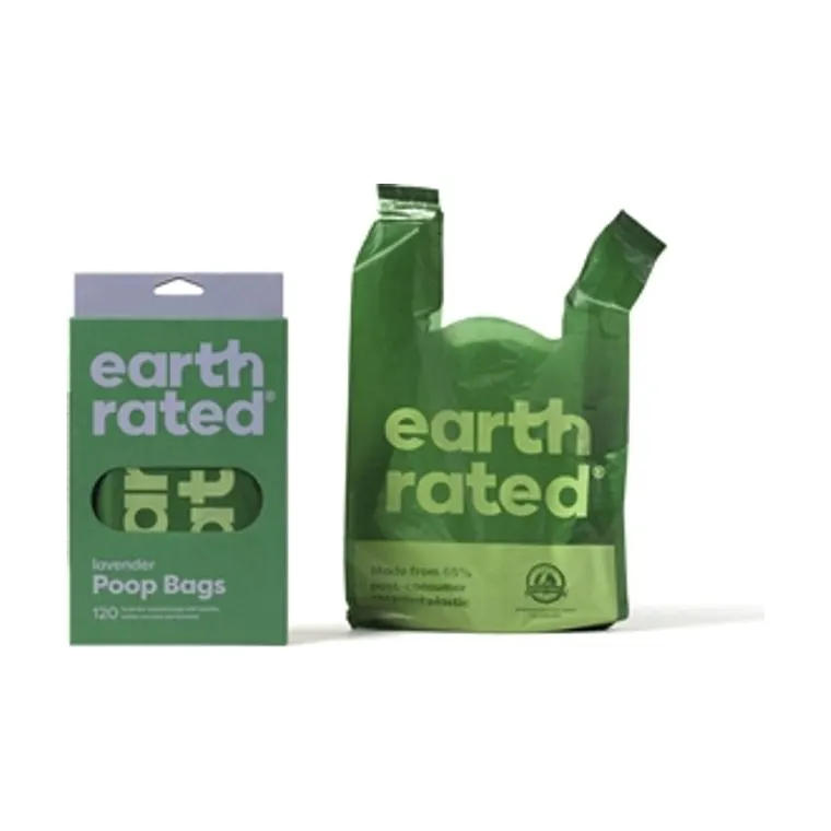 Earth Rated poepzakjes met handvaten lavendel gerecycled, 120-pack