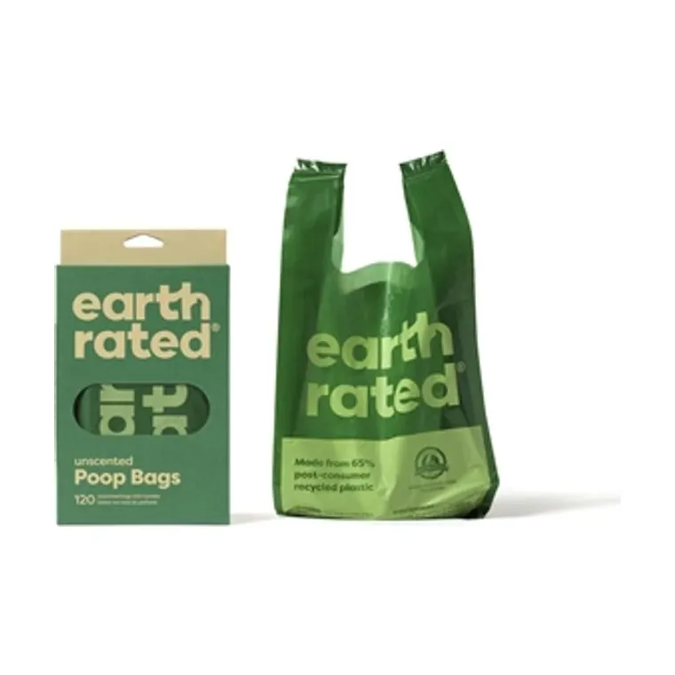 Earth Rated poepzakjes met handvaten geurloos gerecycled, 120-pack