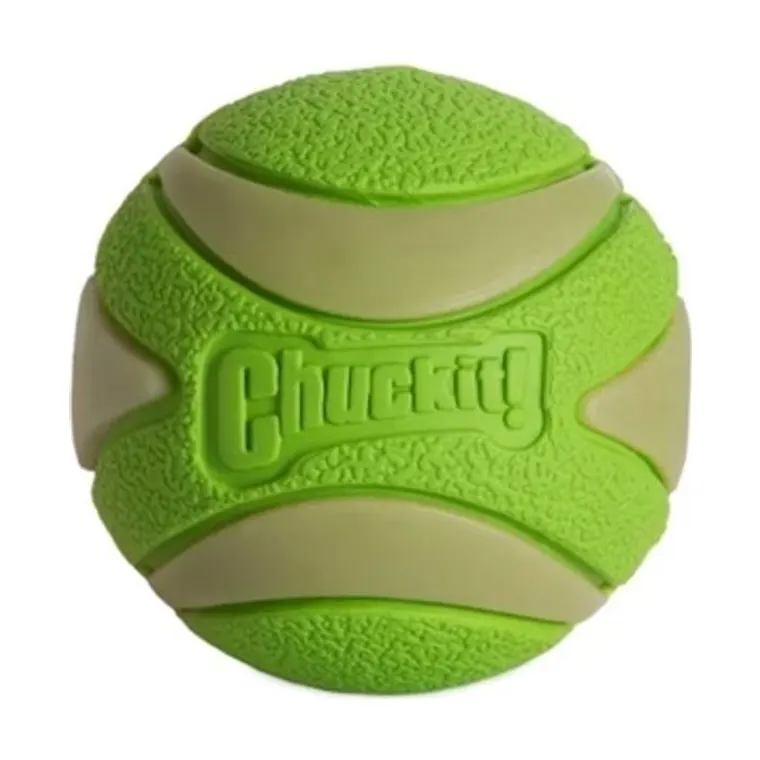 Chuckit Max Glow Ultra squeekerbal, groen, 6 cm