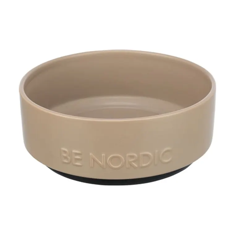 Trixie Be Nordic voerbak hond keramiek/rubber, taupe, 18 cm