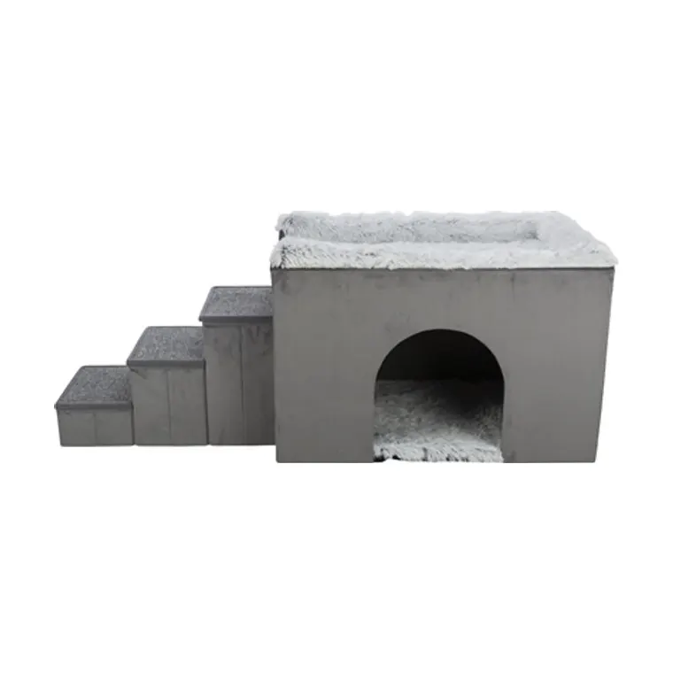Trixie hondenmand huis Harvey met trap, grijs/wit, 154 x 60 x 60 cm