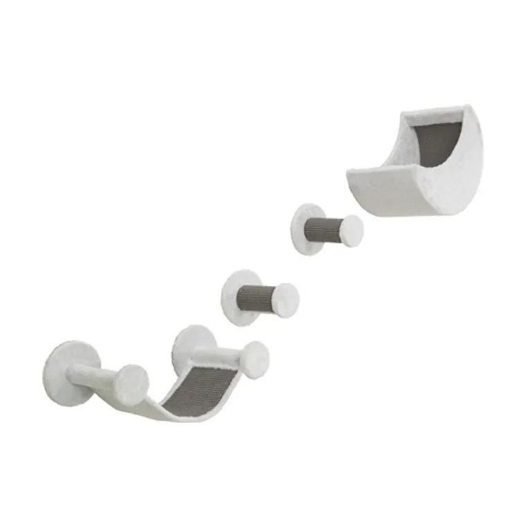 Trixie katten klimset voor aan de muur 4 klimplekken, wit/grijs, 78 x 30 x 30 cm